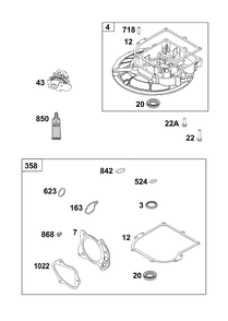 Crankcase Cover/Sump  Group Diagram and Parts List for 092J0B-0014-H5 020000 - 09Z999 Briggs and Stratton Engine